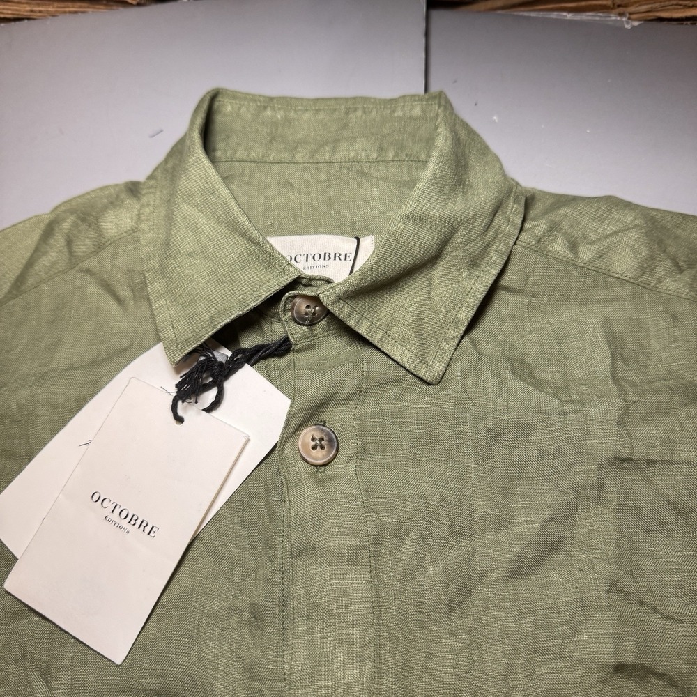 Octobre Editions Chemise Claggan Shirt S Small Olive Green 100 Linen New Button